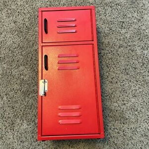 Vintage children’s locker - 19in tall X 9in wide x 8.25in deep red metal locker